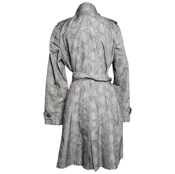 Vtg Snake Print Y2K 80's Trench Coat Rain Double Breast Mod Animal Spy Grunge  S - Picture 17 of 17